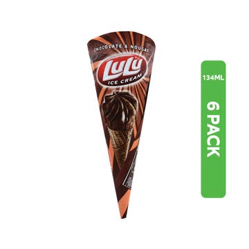 KDD Lulu Chocolate & Nougat Cone Ice Cream 6x134ml