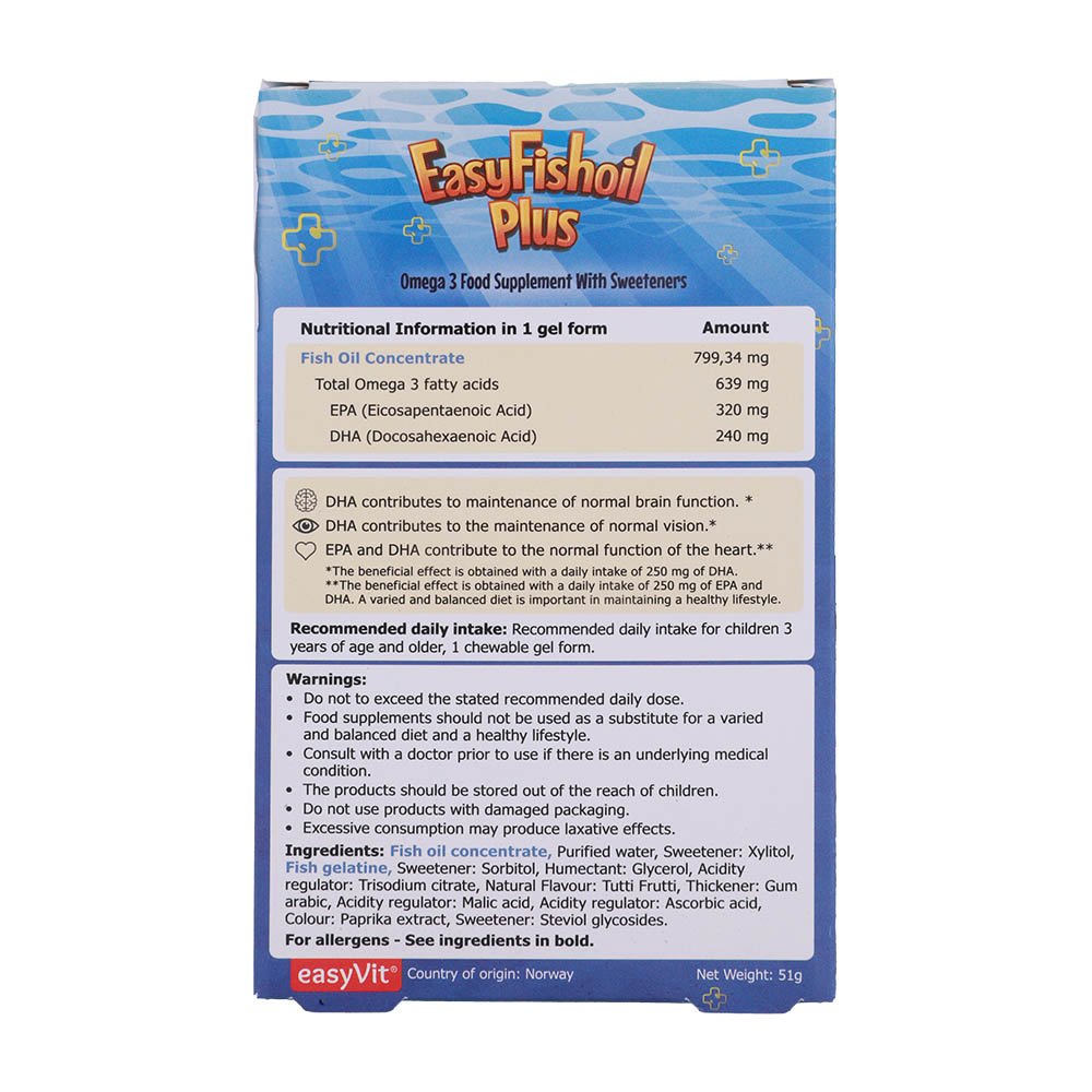 Easy Vit Fishoil Plus Omega 3 For Children back image