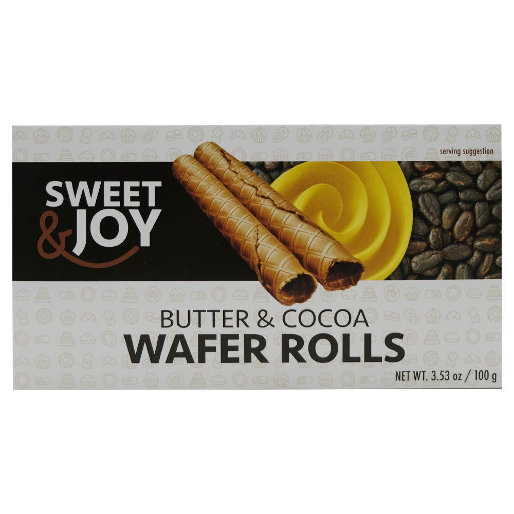 Sweet & Joy Butter & Cocoa Wafer Rolls 100g