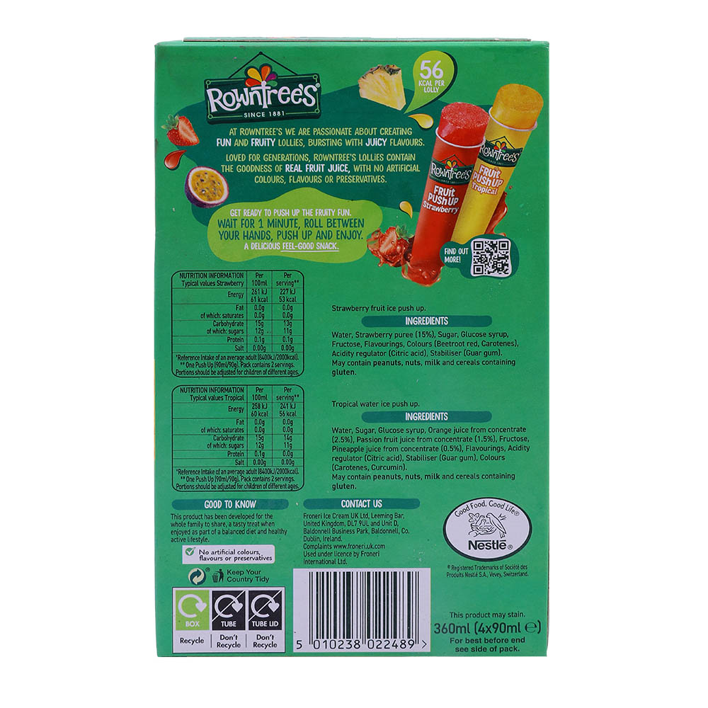 Rowntree's Fruit Pushup Lollies 4x90ml back image
