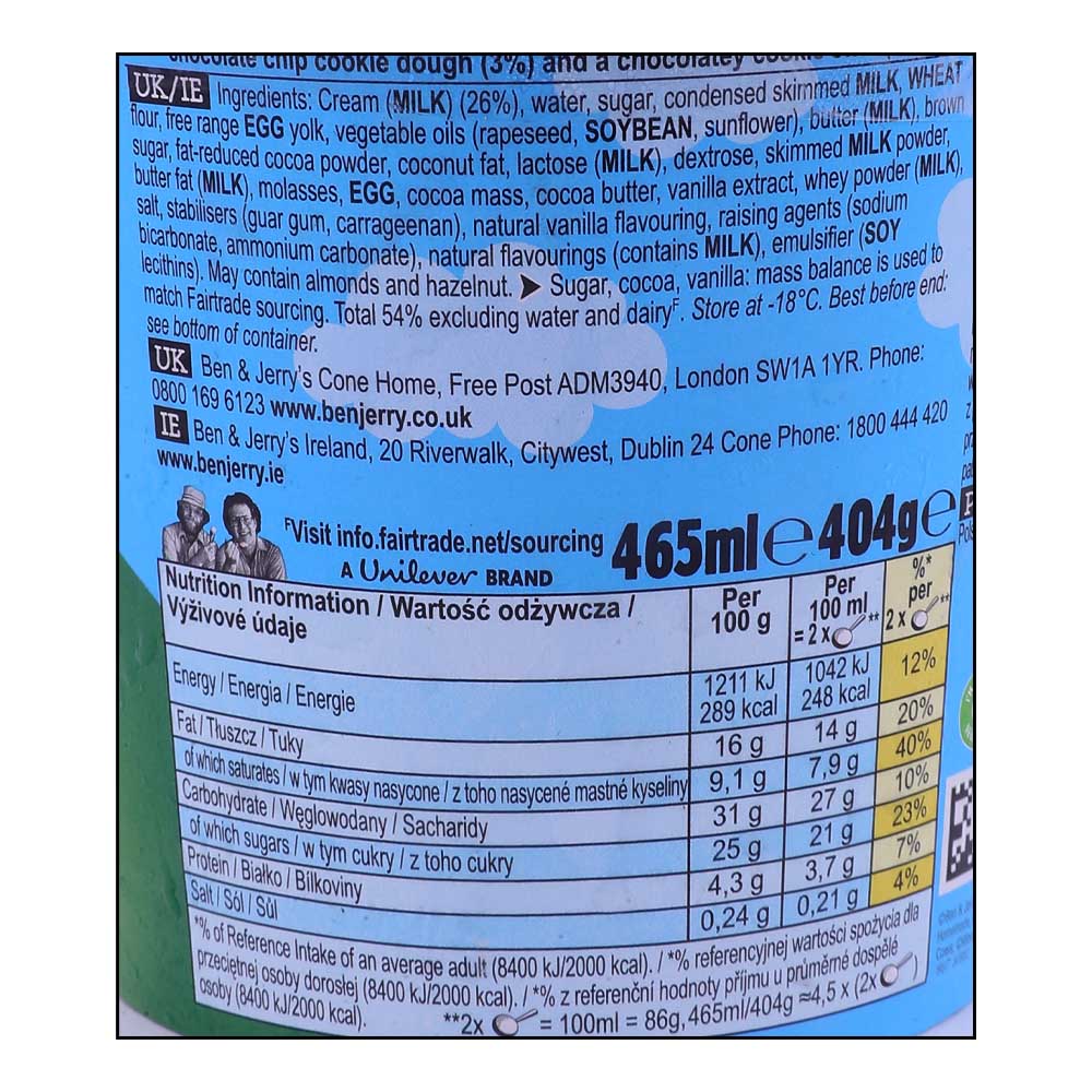 Ben & Jerry's Cookie Doughs S'Wich Up Ice Cream 465ml right side image