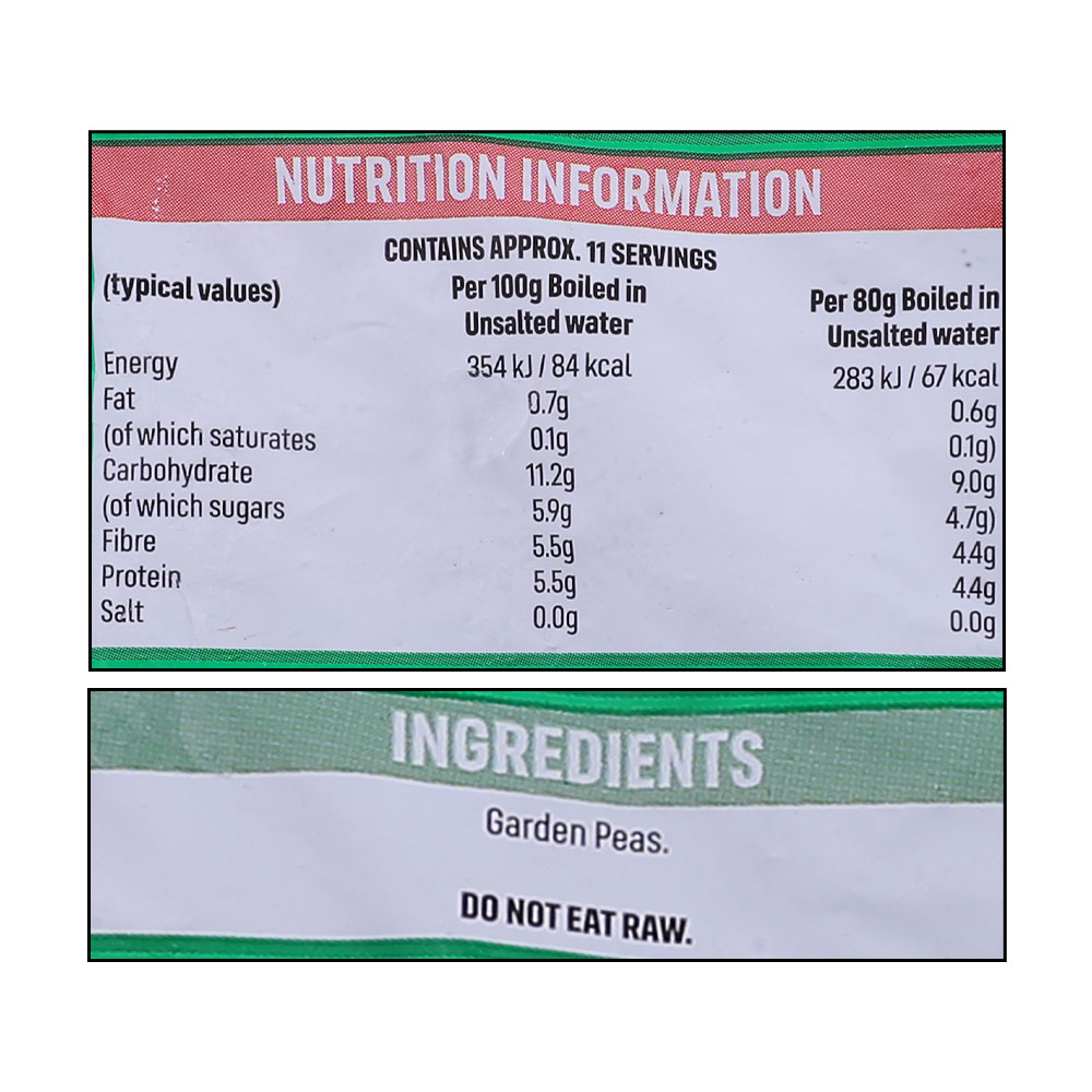 Iceland Garden Peas 950g right side image