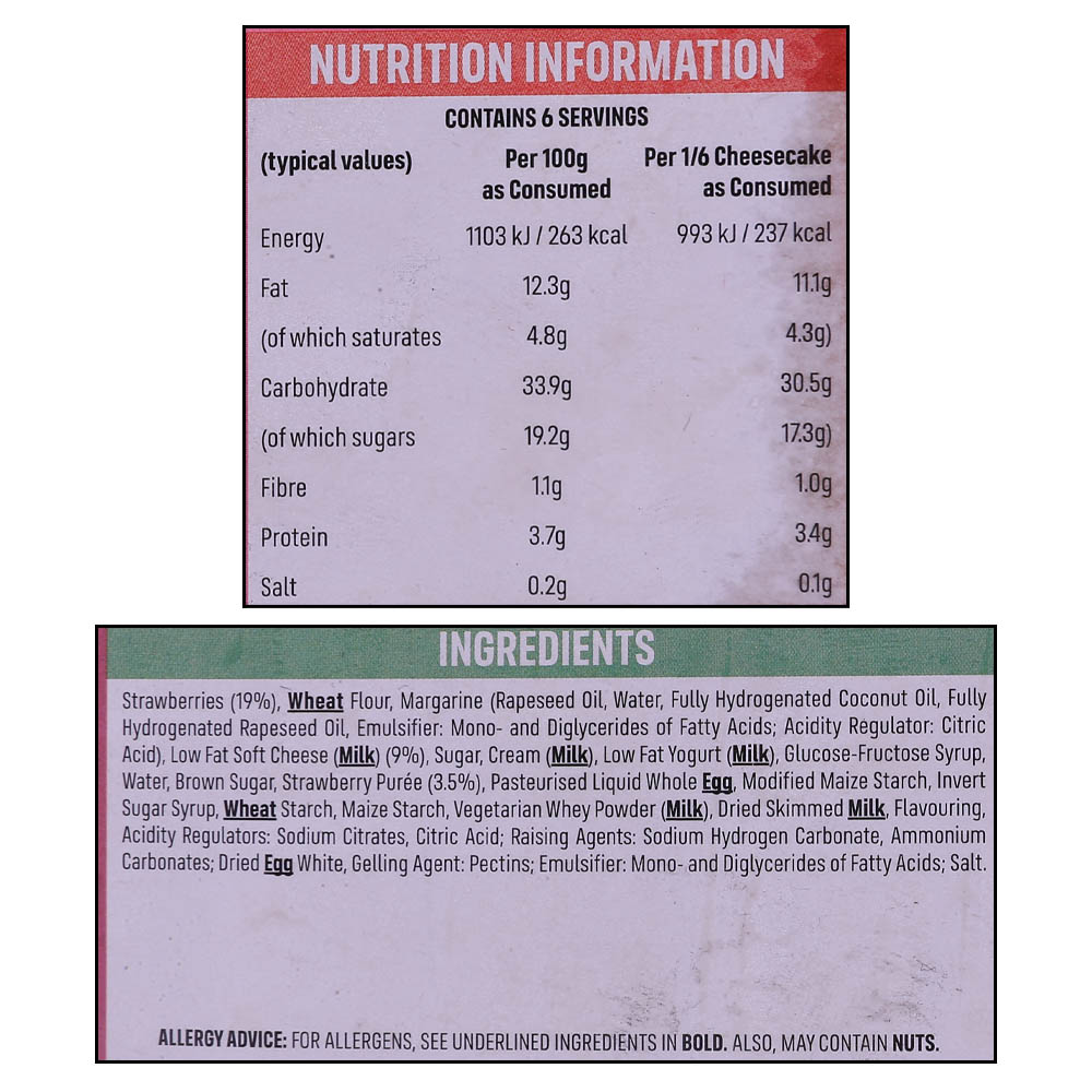 Iceland Strawberry Cheesecake 540g right side image