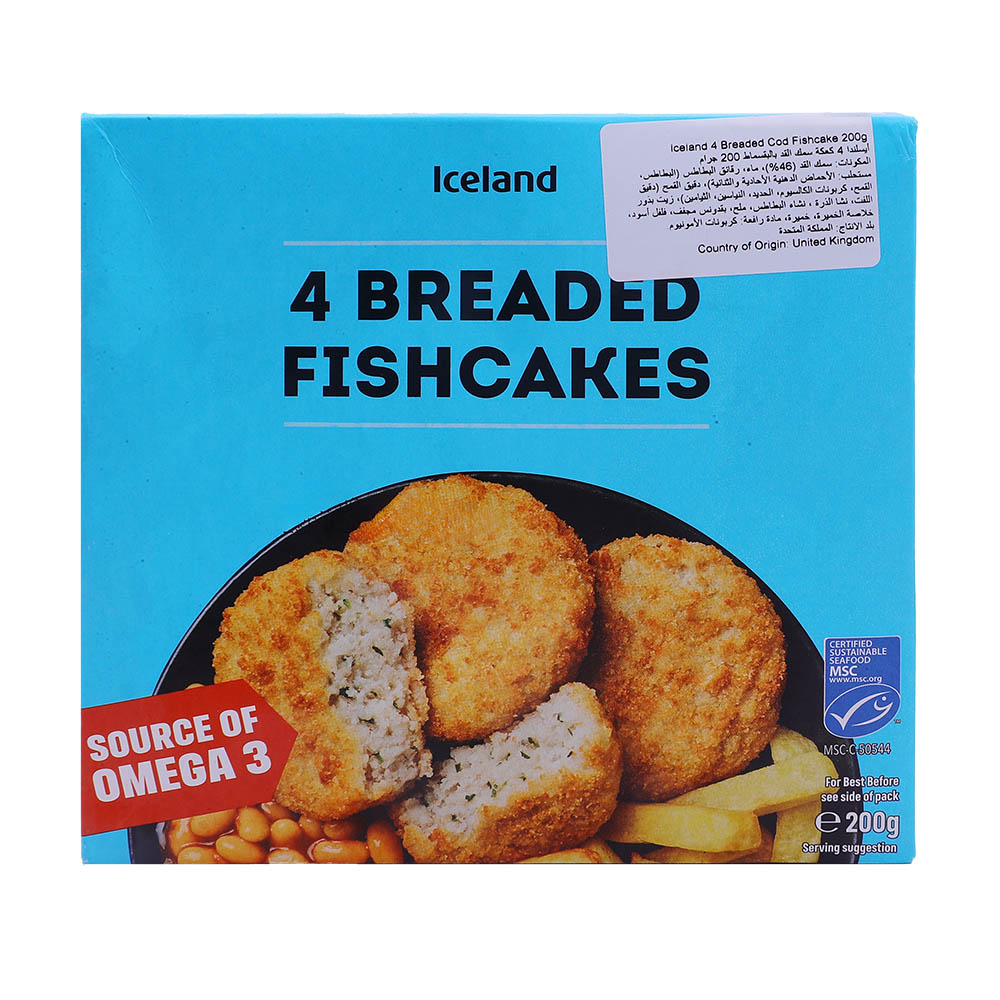 Iceland 4 Breaded Fish Cakes 200g back image
