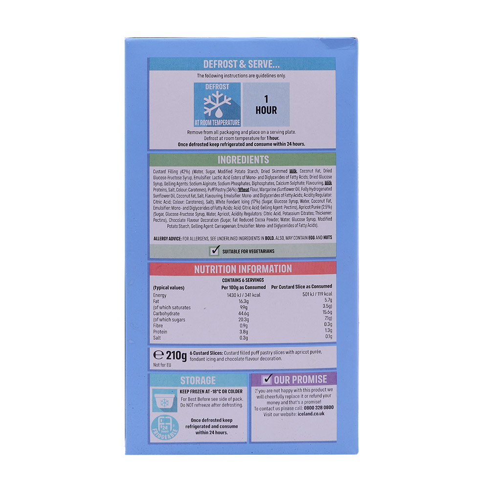 Iceland 6 Custard Slices 210g back image