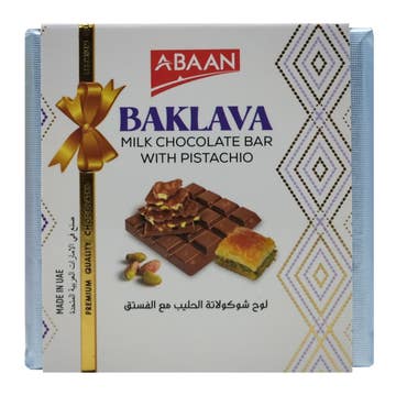 Abaan Baklava Milk Chocolate Bar With Pistachio 60g 