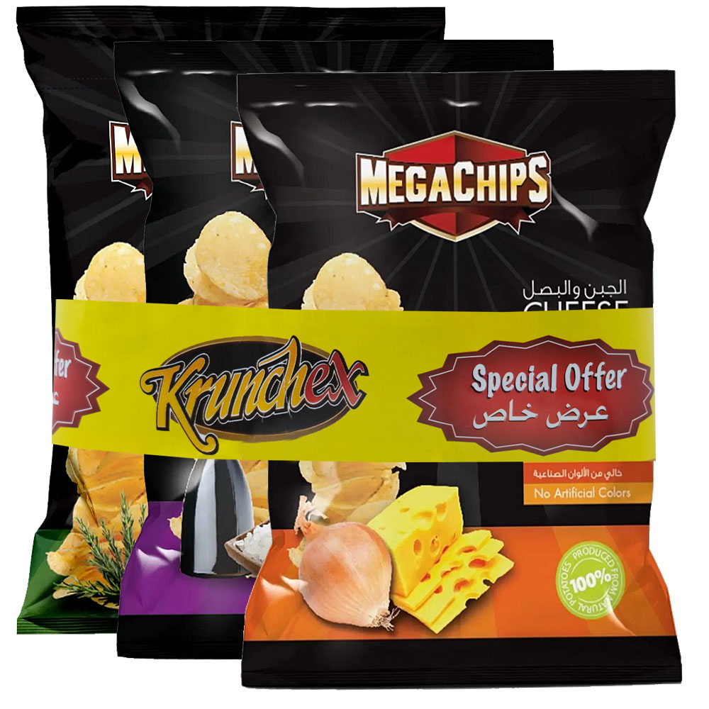 Mega Chips Assorted Potato Chips Pack 3x85g [Special Offer] - Mellow & Rich - Available at Alosra Online Grocery Store.
