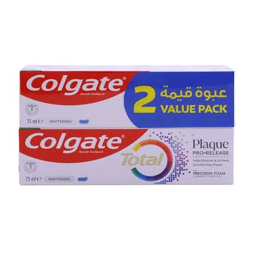 Colgate Total Plaque White Toothpaste 2x75ml [Special Offer]