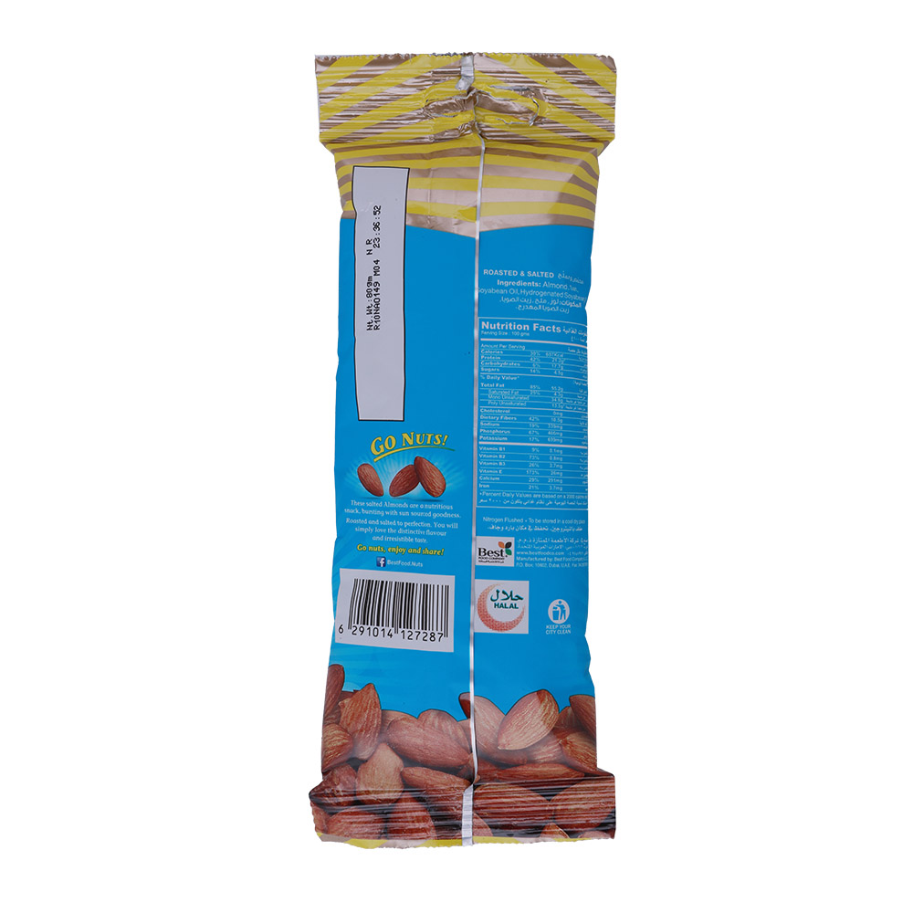 Best Go Nuts Salted Almonds 80g back image