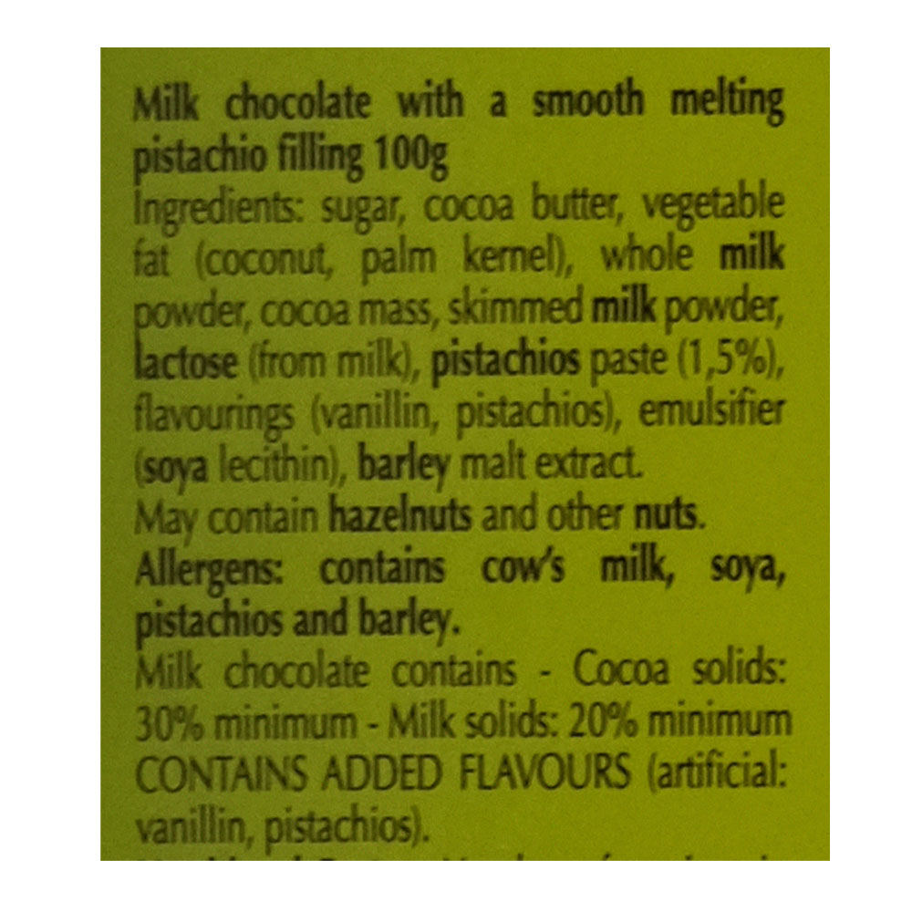 Lindt Lindor Single Pistachio 100g right side image