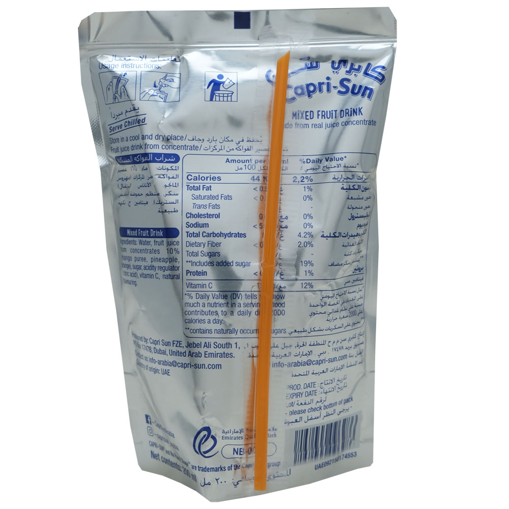Capri-Sun Mixed Fruit Drink 200ml back image
