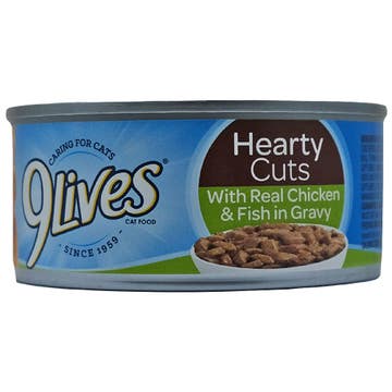 9 Lives Hearty Cuts Chicken & Fish In Gravy 155g 