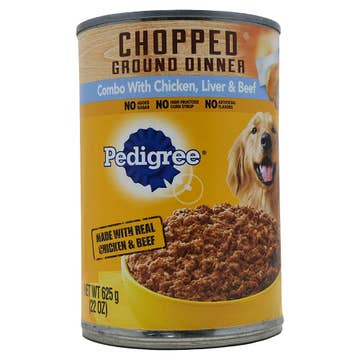 Pedigree Chopped Ground Dinner With Chicken, Beef & Liver Dog Food 625g 