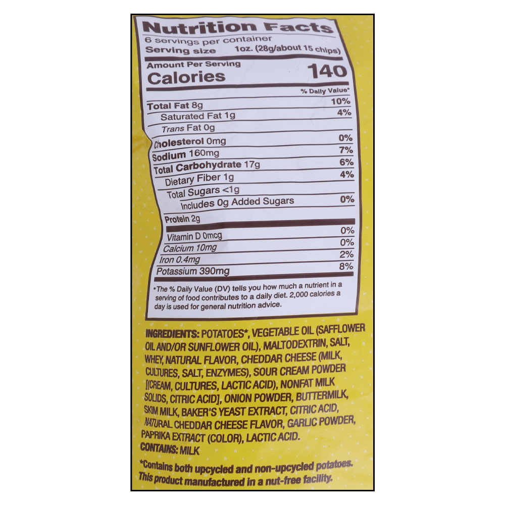 Uglies Cheddar & Sour Cream Potato Chips 170g right side image