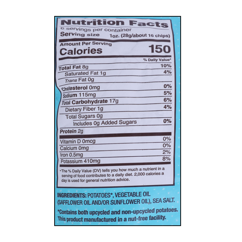 Uglies Sea Salt Potato Chips 170g right side image