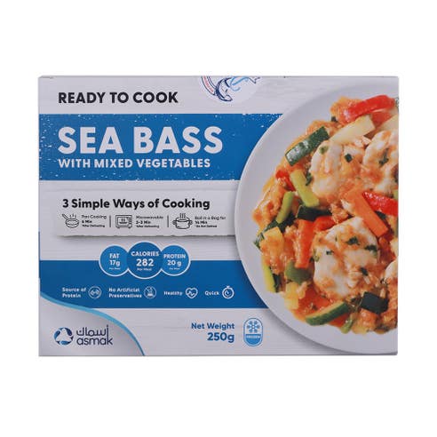 Asmak Sea Bass With Mixed Vegetables 250g 