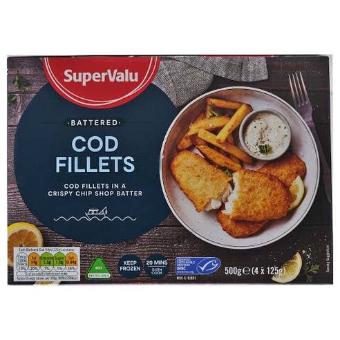 Supervalu Battered Cod Fillets 500g 