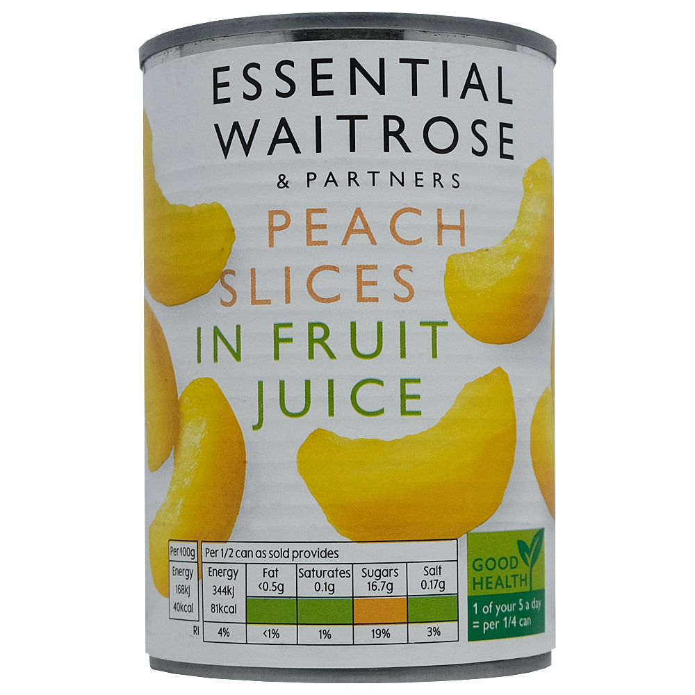 Waitrose Essential Peach Slices In Fruit Juice 410g