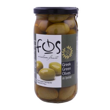 Fos Greek Green Olives In Brine 215g