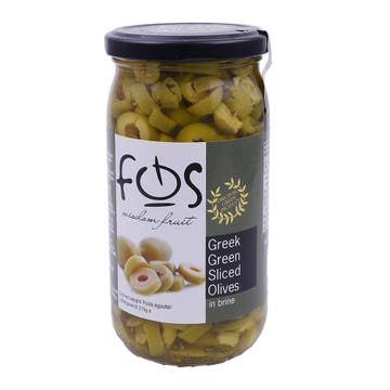 Fos Green Sliced Olives In Glass 60g