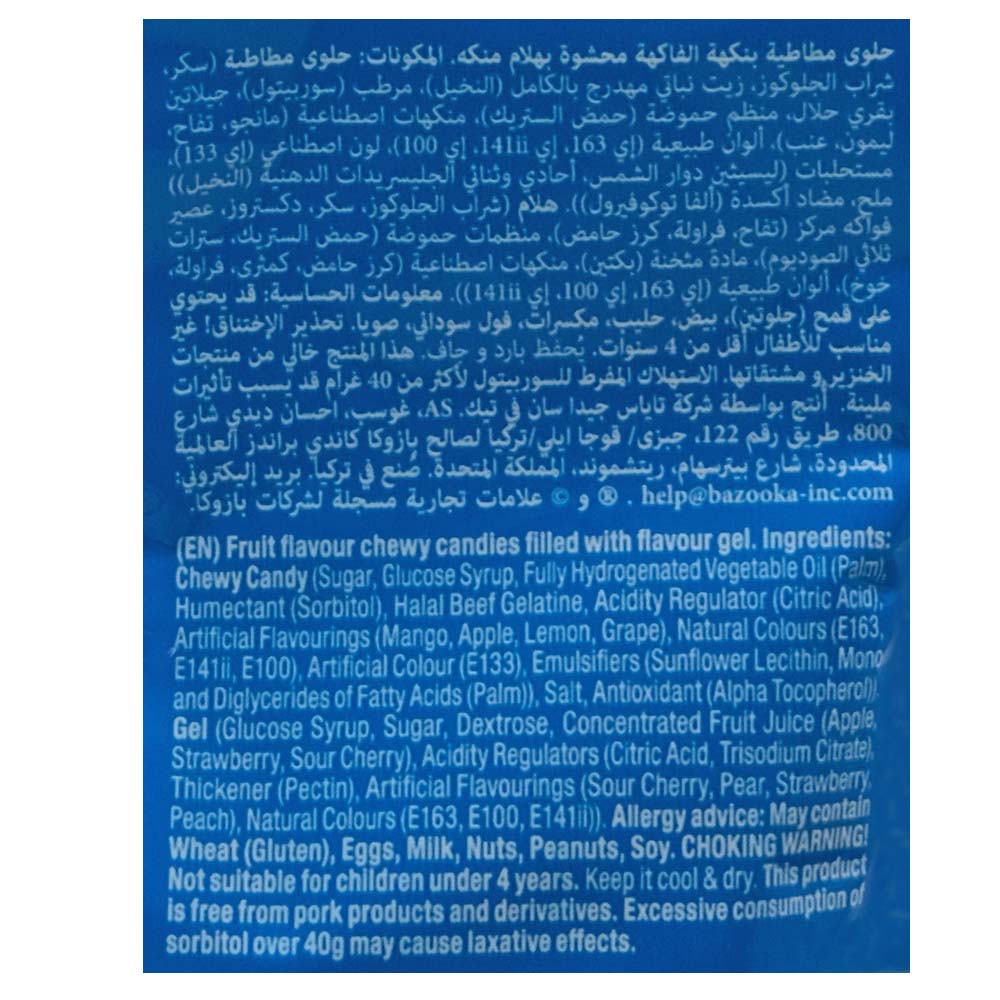 Bazooka Splash Fruit Fiesta Candy 120g back image