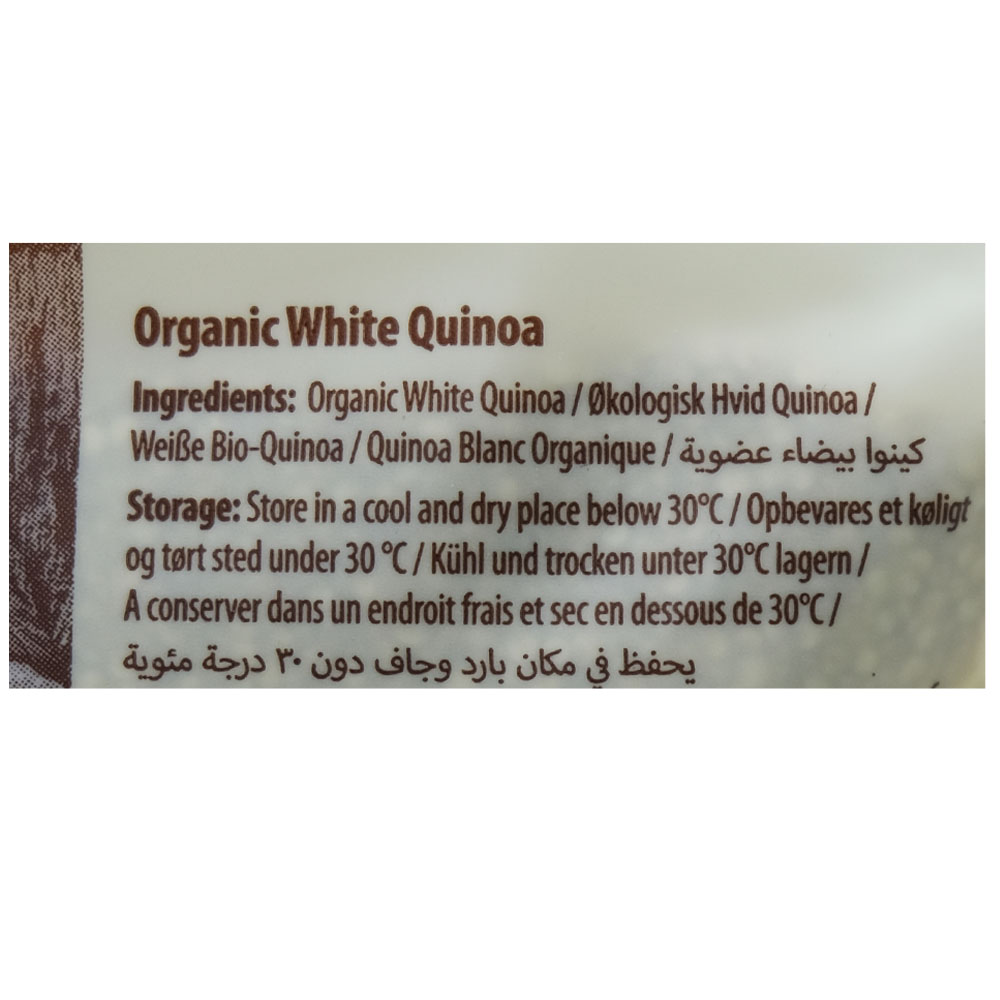 Earth's Finest Organic White Quinoa 340g right side image