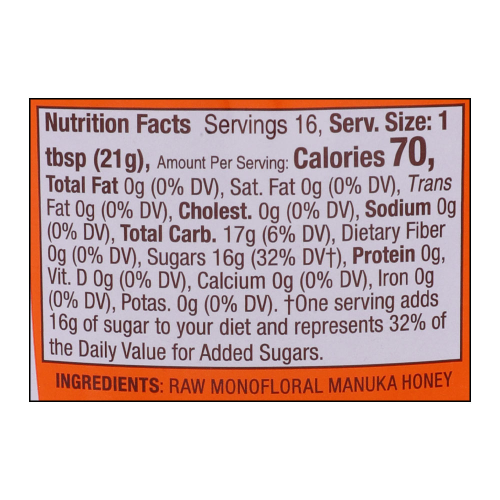 Wedderspoon Monofloral Manuka Honey 340g back image