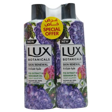 Lux Botanicals Fig Extract & Geranium Oil Shower Gel 2x250ml [Special Offer]