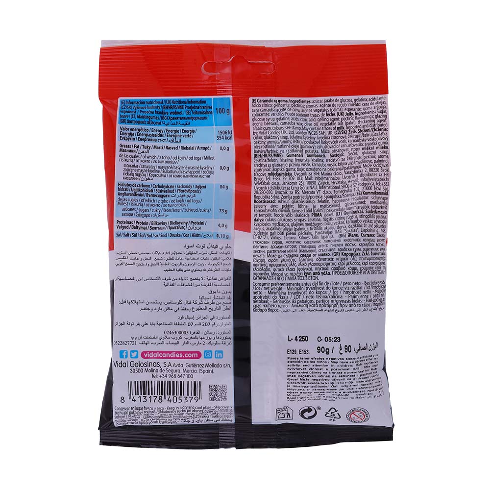 Vidal Black & Red Berries Flavour Candy 90g back image