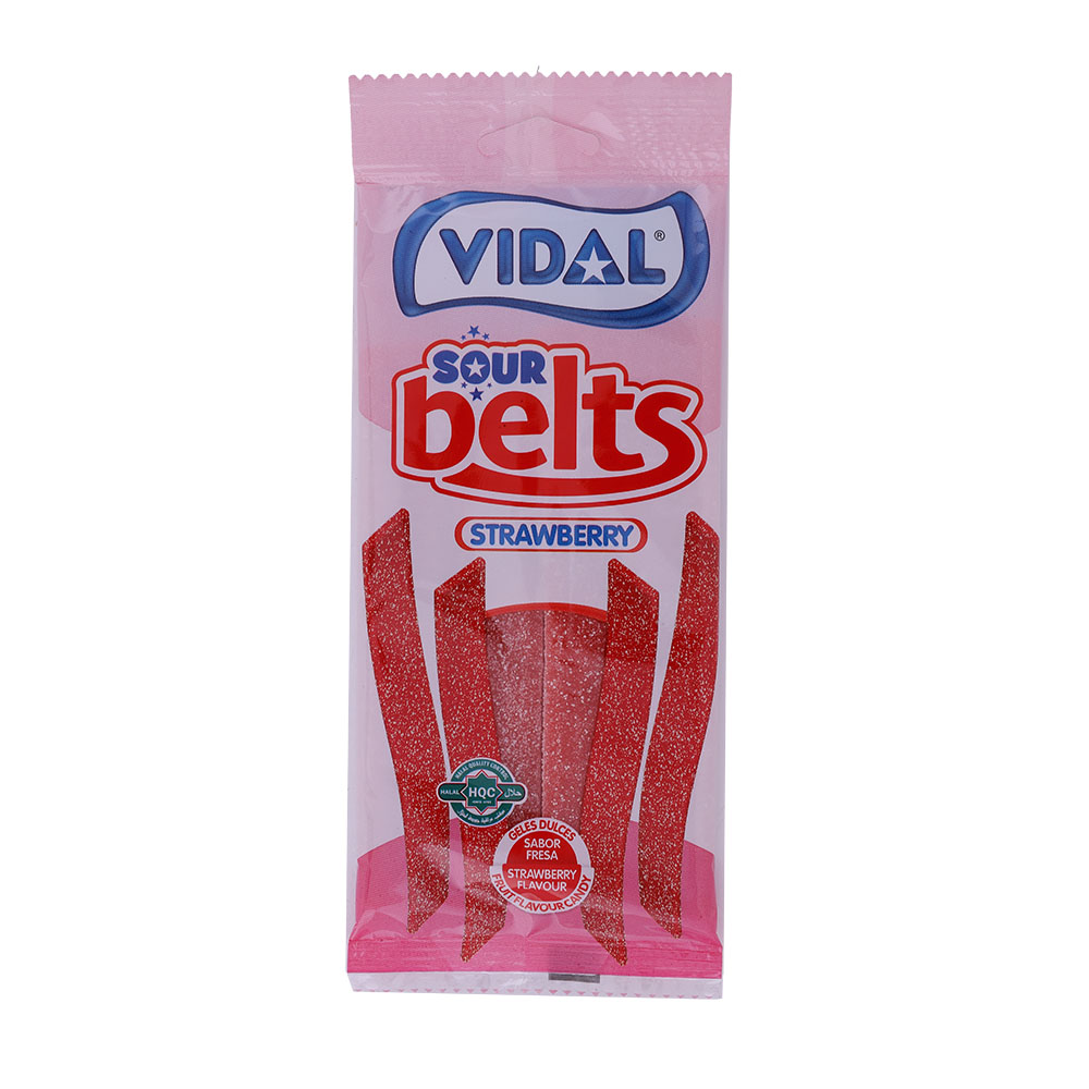 Vidal Sour Belts Strawberry Flavour Candy 90g