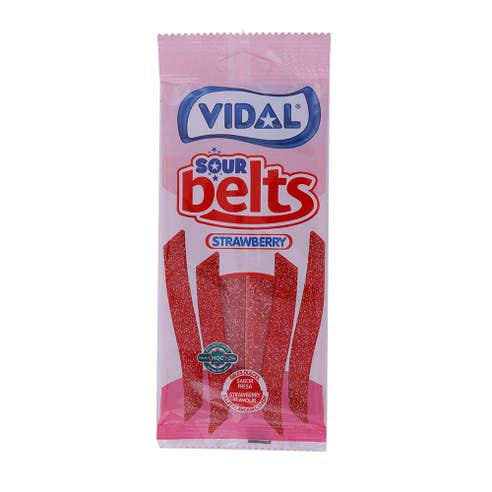 Vidal Sour Belts Strawberry Flavour Candy 90g 