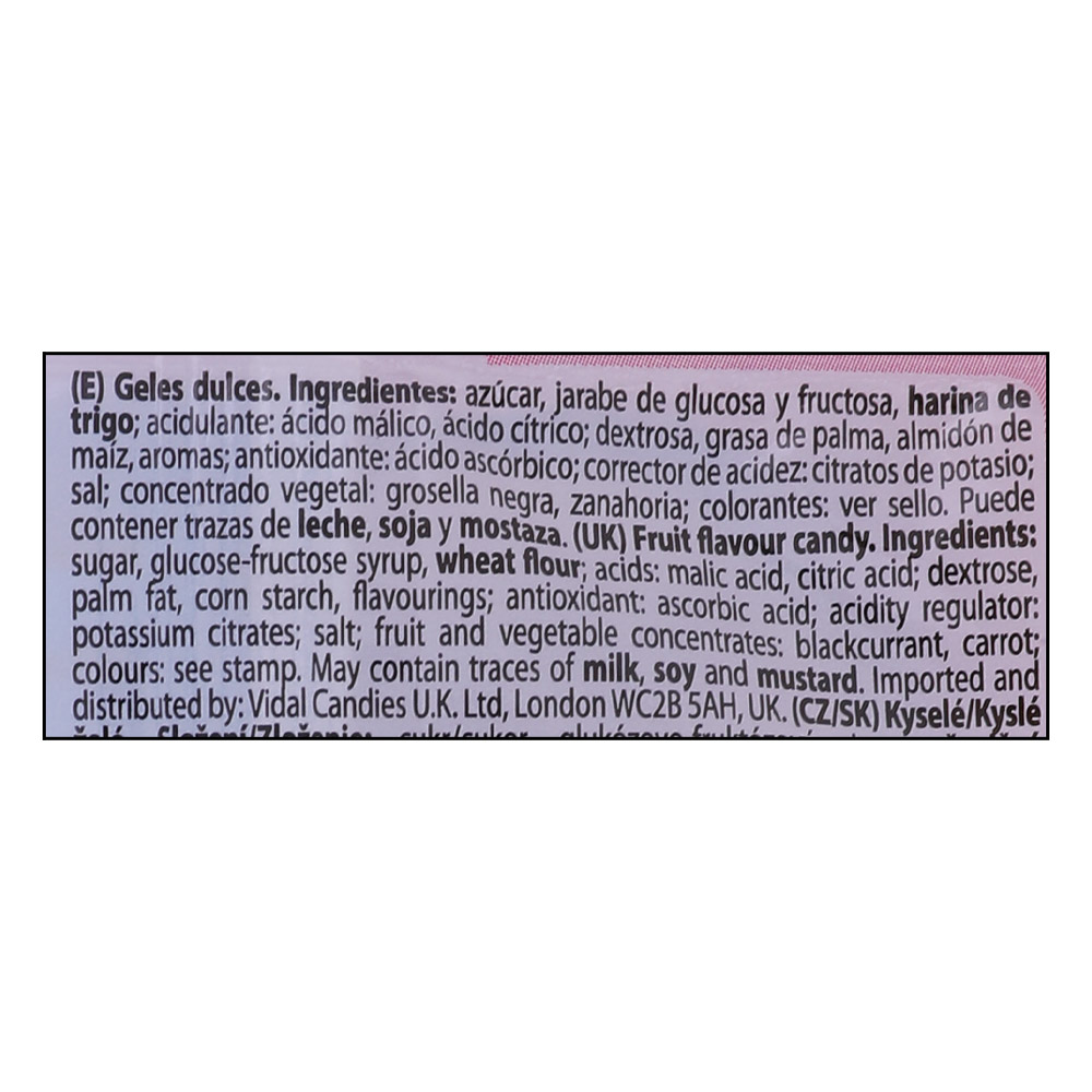 Vidal Sour Belts Strawberry Flavour Candy 90g right side image