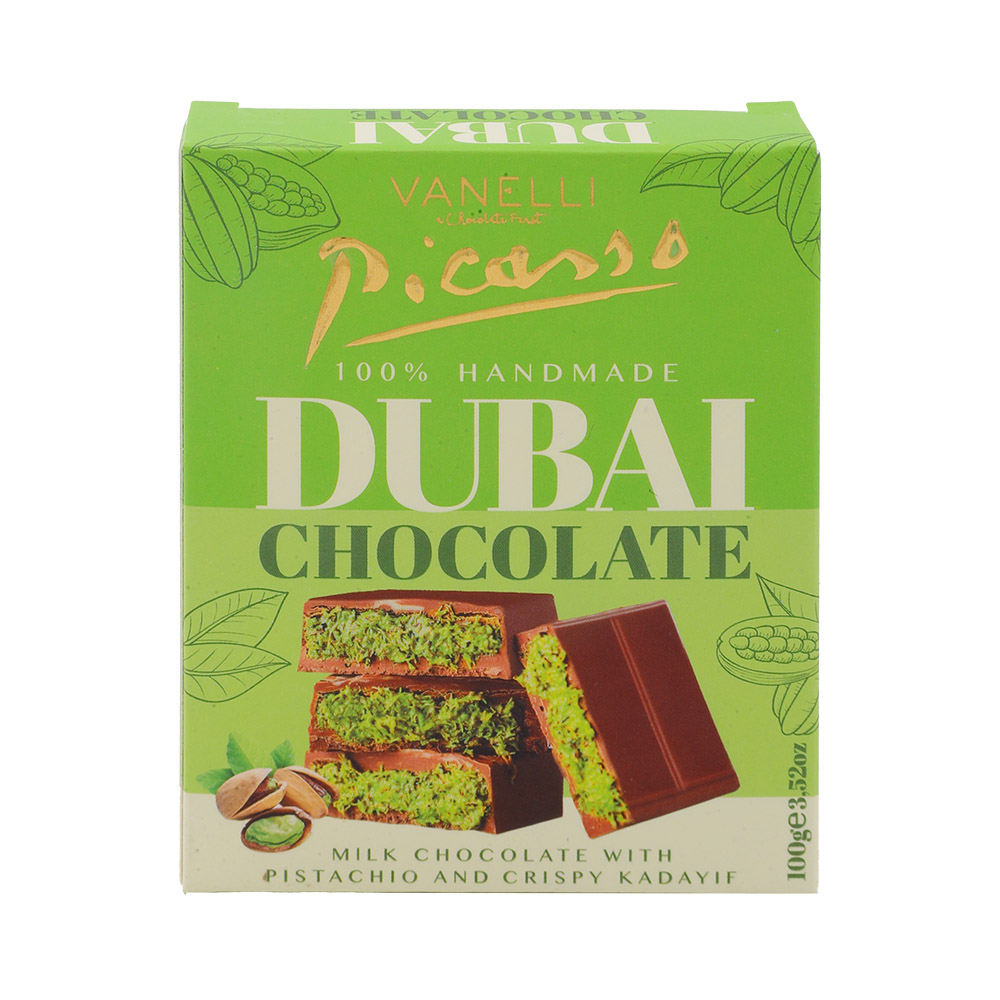 Vanelli Picasso Milk Chocolate with Pistachio & Kadayif 100g