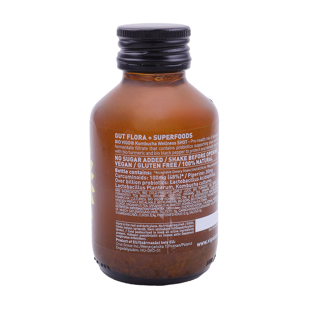 Vigo Kombucha Organic Detox Shot with Curcumin & Pepper 100ml back image