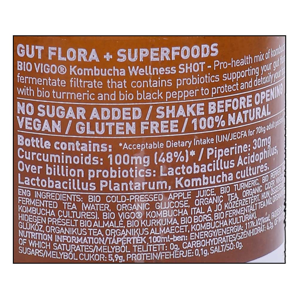 Vigo Kombucha Organic Detox Shot with Curcumin & Pepper 100ml right side image