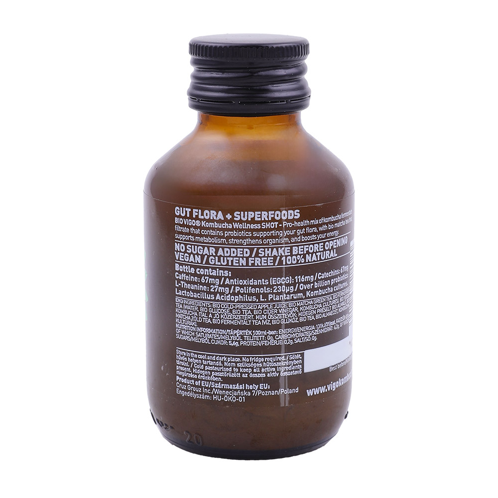 Vigo Kombucha Organic Energy Shot with Matcha & Caffeine 100ml back image