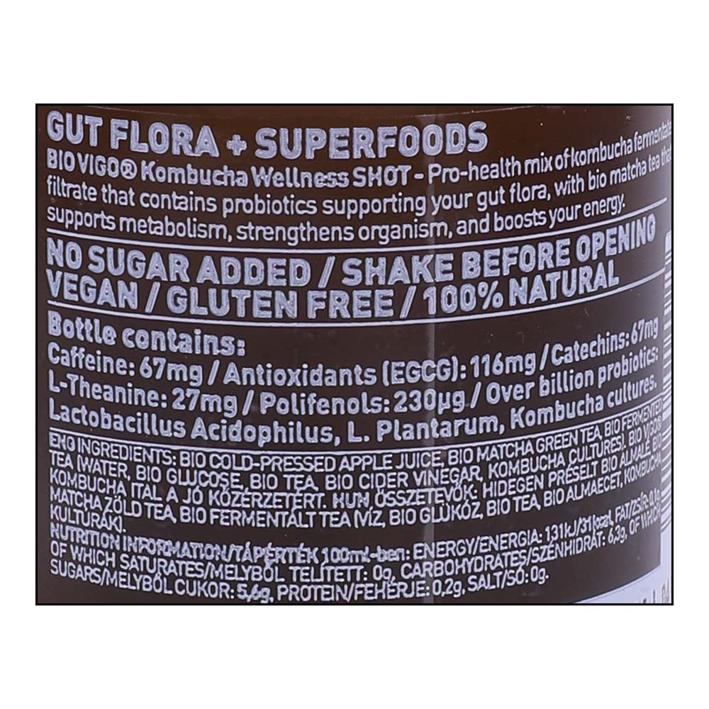 Vigo Kombucha Organic Energy Shot with Matcha & Caffeine 100ml right side image