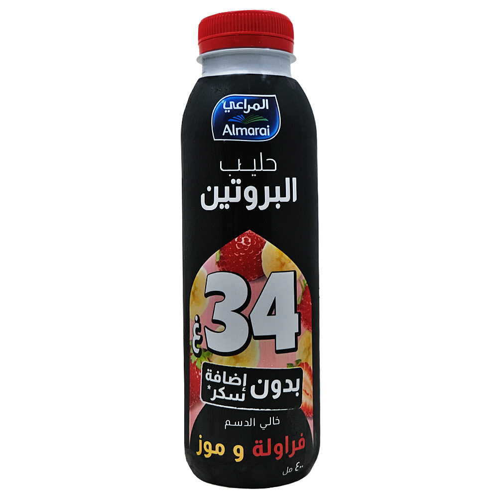 Almarai Strawberry Banana Protein Milk 400ml back image