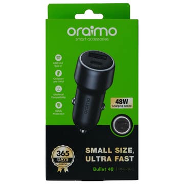 Oraimo Small Size Ultra Fast Car Charger Bullet 48W