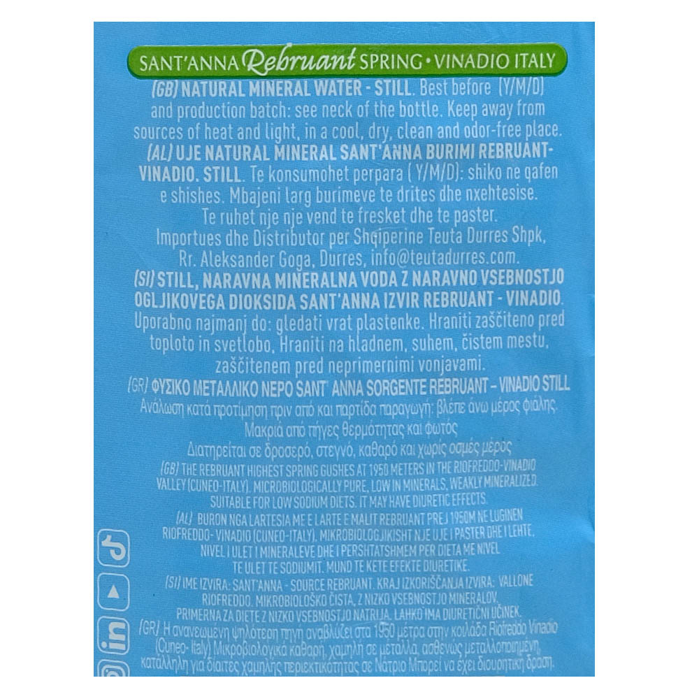 Sant'Anna Natural Mineral Water 2L back image