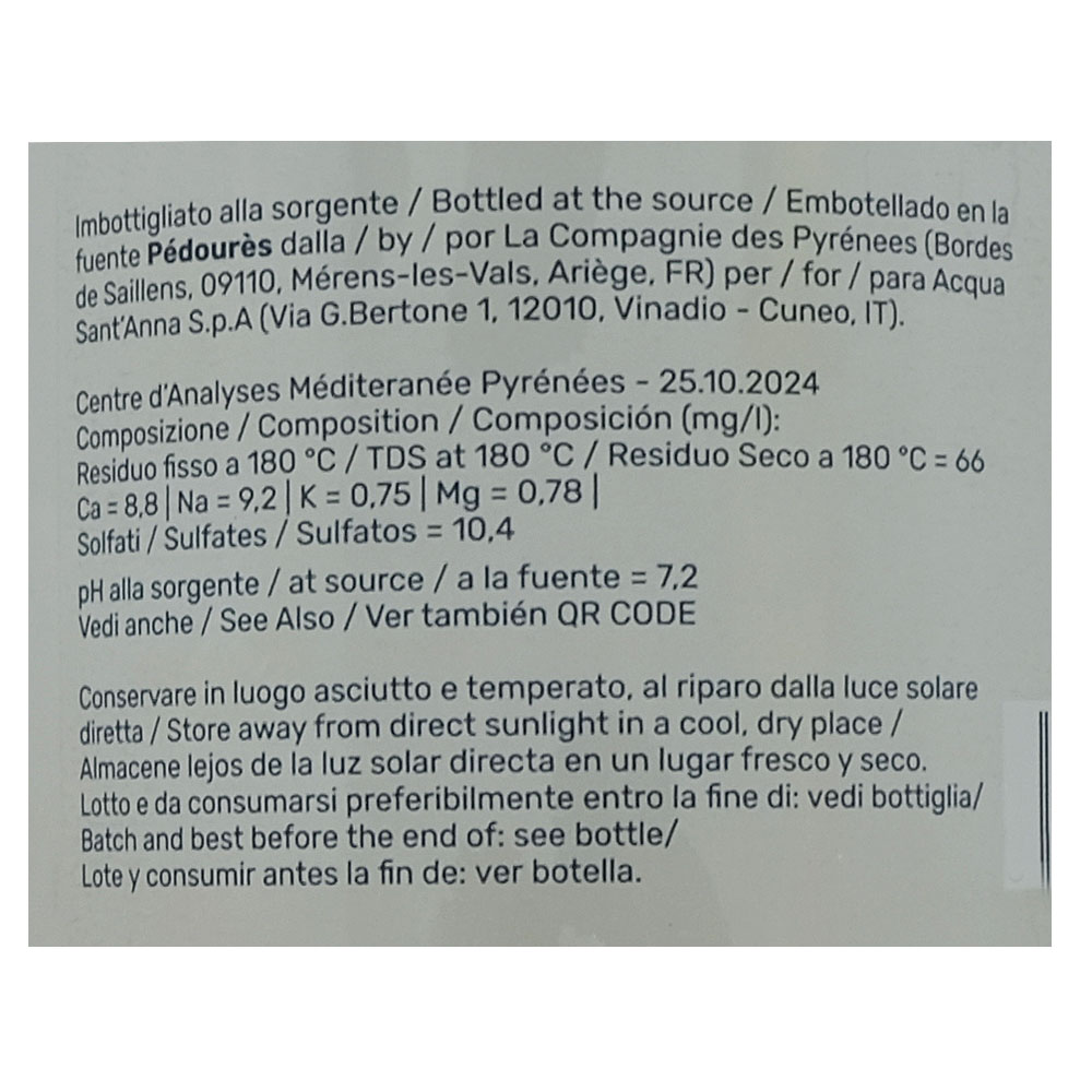 Sant Anna Natural Mineral Water Glass 750ml back image