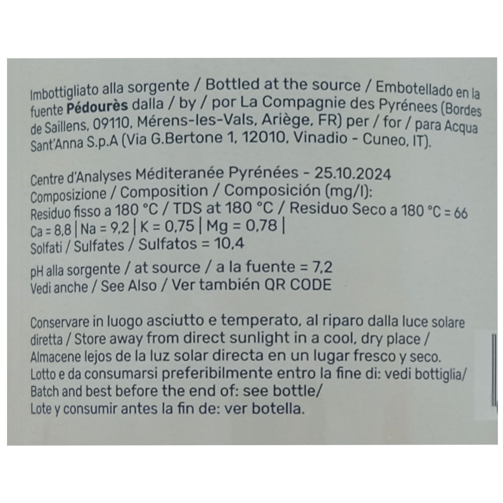 Sant Anna Natural Mineral Sparkling Water Glass 750ml back image