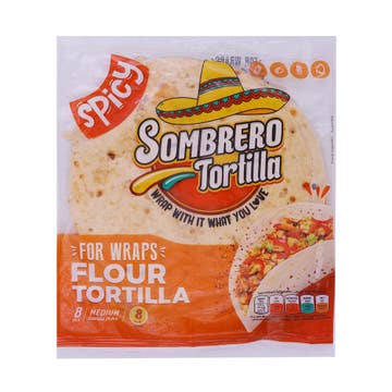 Sombrero Spicy Medium Wheat Flour Tortillas 8s 340g
