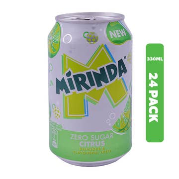 Mirinda Citrus Zero Sugar Soft Drink Can 24x330ml