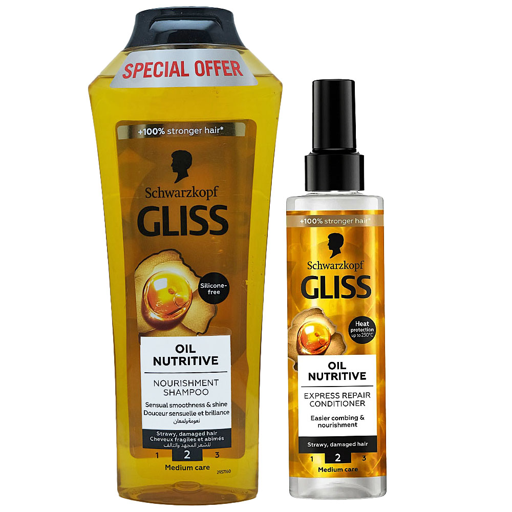 Gliss Oil Nutritive Shampoo & Conditioner 400ml+200ml [Special Offer]