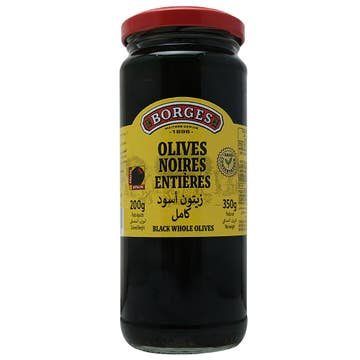 Borges Whole Black Olives 350g