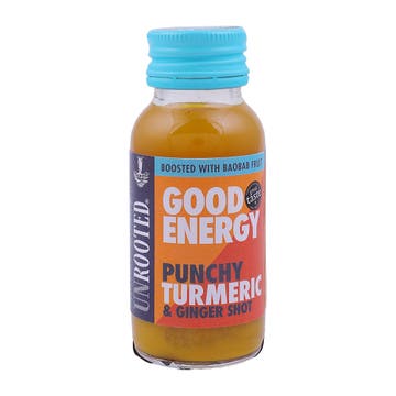 Unrooted Good Energy Punchy Turmeric And Ginger Energy Shot 60ml
