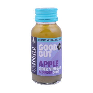 Unrooted Good Gut Apple Cider Vinegar And Ginger Energy Shot 60ml