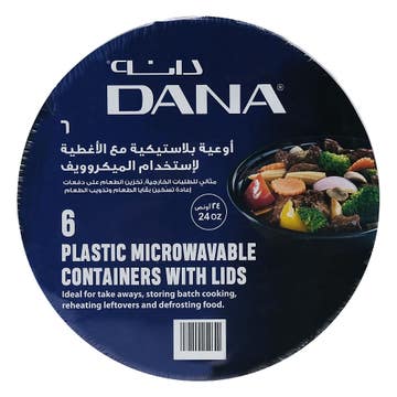 Dana Black Microwavable Container With Lids 6s 24oz