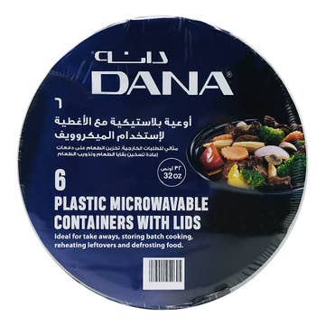 Dana Black Microwavable Container With Lids 6s 32oz